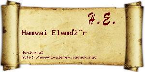 Hamvai Elemér névjegykártya