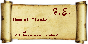 Hamvai Elemér névjegykártya